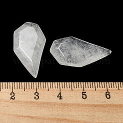 天然石クオーツクリスタルペンダント  ロッククリスタルペンダント  ファセットカットのハーフハートチャーム  27x14x5.5mm  穴：1.5mm&nbsp;G-G052-A06