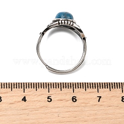 天然アパタイトの指輪  真鍮製リング  アンティークシルバー  15mm  内径：17.5~18mm&nbsp;RJEW-A084-06AS-07