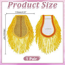 ポリエステルの肩章  鉄のピン付き  ショルダーバッジ  服飾材料  ゴールド  200x220x2.5mm&nbsp;AJEW-WH0596-248A