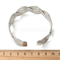 女性用電気泳動鉄カフバングル  波  プラチナ  7/8インチ（2.3cm）&nbsp;BJEW-M057-02P