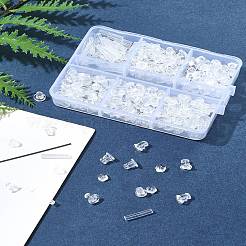 プラスチック製ピアスキャッチ  透明  4~13x3~6mm  穴：0.5~1mm  400個/セット&nbsp;KY-FS0001-31