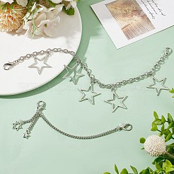 4個 2スタイル スター合金チャーム ブーツストラップチェーン  チェーン付き  靴の装飾用  プラチナ  176~312mm  2個/スタイル&nbsp;AJEW-CP0006-44