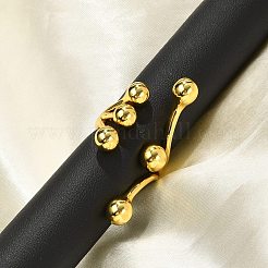 丸いボール分岐 304 ステンレススチール オープンカフリング 女性用  18KGP本金メッキ  内径：18mm&nbsp;RJEW-Q007-02G