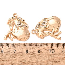 合金ラインストーンペンダント  馬のチャーム  ライトゴールド  25x22x3mm  穴：1.8mm&nbsp;RB-CBAA987-20KCG