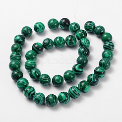 天然石連売り  模造マラカイト  ラウンド  染め  10mm  穴：1mm  約40個/連  14.5~15インチ&nbsp;G448-4