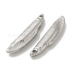 変色防止304ステンレススチールペンダント  魚のチャーム  ステンレス鋼色  27.5x6x3.5mm  穴：0.9mm&nbsp;STAS-Q334-29P