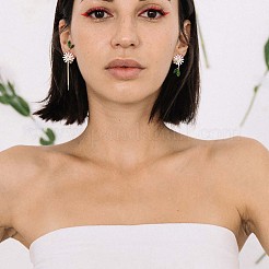 Daisy & bee エナメル アシンメトリー ピアス  女性のための黄金の合金の長いタッセル ダングル スタッド イヤリング  グリーン  91x20mm  42x20mm  ピン：0.7mm&nbsp;JE963A
