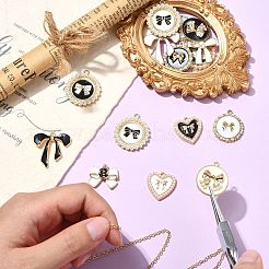 32個16スタイルアロイエナメルチャーム  ちょう結びチャーム  カドミウムフリー＆ニッケルフリー＆鉛フリー  プラスチック/樹脂製の模造真珠とクリスタルラインストーン付き  ミックスカラー  12.5~26.5x16.5~26x3~7mm  穴：1.5~2mm  2個/スタイル&nbsp;ENAM-CJ0007-05