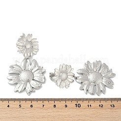 304ステンレススチールダングルスタッドピアス  花  ステンレス鋼色  61x34.5mm&nbsp;LS-EJEW-G423-18P