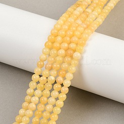 天然のイエロージェイドビーズ連売り  ラウンド  グレードA  4mm  穴：1mm  約94個/連  15.5インチ&nbsp;X-G-K121-01-4mm