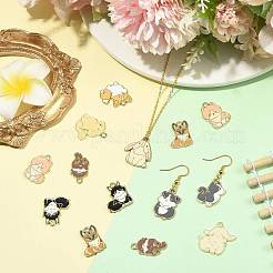 30個10スタイル金メッキ合金エナメルペンダント  動物チャーム  混合図形  19.5~23x14~22x1.5~2mm  穴：1.6~1.8mm  3個/スタイル&nbsp;ENAM-FS0004-38