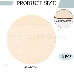 未完成のウッドチップ6個  フラットラウンド  リネン  150x2.5mm&nbsp;AJEW-CP0009-86