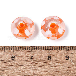 手作りランプワークビーズ  二層ビーズ  水玉模様の空飛ぶ円盤  サンゴ  13~15x9~10.5mm  穴：0.8~1.8mm  約50個/連  16.93~18.90インチ（43~48cm）&nbsp;LAMP-N038-07H