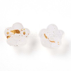 つや消し透明なアクリルビーズ  花  金箔  透明  5.5~6x3mm  穴：1.5mm  約10860個/500g&nbsp;OACR-N137-72A