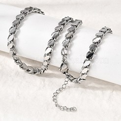 304ステンレススチール製ホースアイツイストチェーンネックレス（女性・男性用）  変色しない  ステンレス鋼色  16.89インチ（42.9cm）&nbsp;NJEW-A046-01P