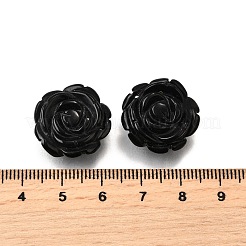 天然ブラックオニキスの彫刻ペンダント  花のチャーム  染め＆加熱  19.5~25.5x19.5~25.5x7.5~9.5mm  穴：0.8~1.2mm&nbsp;G-S390-03B