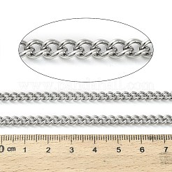 316Lサージカルステンレススチールカーブチェーン  溶接されていない  スプールで  プラチナ  6x4.5x1.2mm&nbsp;CHS-H115-02D-P
