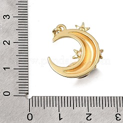 真鍮に白いエナメルのペンダント  月と星のチャーム  ラックめっき  長持ちメッキ  カドミウムフリー＆鉛フリー  ゴールドカラー  21x19.5x6.5mm  穴：5x2mm&nbsp;KK-CBAA632-08G
