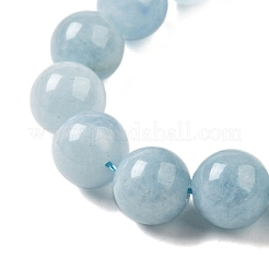 天然の天然翡翠ビーズ連売りを染めた  ラウンド  ライトスカイブルー  10mm  穴：1.2mm  約19個/連  7.09インチ（18cm）&nbsp;G-G021-02C-20