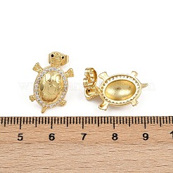 真鍮マイクロペーブクリアキュービックジルコニアスタッドピアス  カメ  ゴールドカラー  20.5x13.5mm&nbsp;EJEW-C157-01G