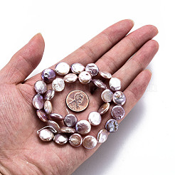 天然ケシパールビーズ連売り  養殖淡水パール  フラットラウンド  ラベンダー  11~12x3~7mm  穴：0.6mm  約31~32個/連  14.96インチ（38cm）&nbsp;PEAR-S018-02C