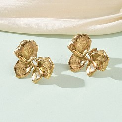 バレンタインデー用 304ステンレススチール製スタッドピアス（女性用）  花  ゴールドカラー  19x22.5mm&nbsp;EJEW-K332-02G