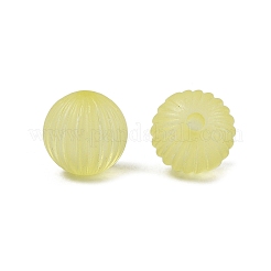 透明アクリルコルゲートビーズ  ラウンド  艶消し  きいろ  9~9.5mm  穴：2mm  約900個/500g&nbsp;FACR-S040-046