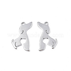 変色しない201ステンレススチールペンダント  犬  ステンレス鋼色  24.5x16x1.5mm  穴：1.8mm&nbsp;STAS-T063-178P