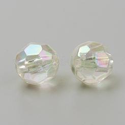 透明なアクリルビーズ  ABカラー  多面カット  ラウンド  クリアAB  10mm  穴：1.5mm  約860個/500g&nbsp;TACR-Q241-06-10mm
