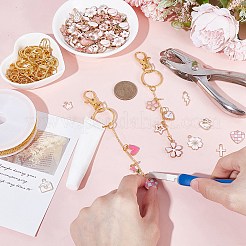 DIYキーキアン作成キット  真鍮製のツイストチェーンを含む  合金エナメルフラワーペンダント  合金キーホルダークラスプ  鉄オープン丸カン  ミックスカラー  3x2x0.45mm&nbsp;DIY-BM0001-41