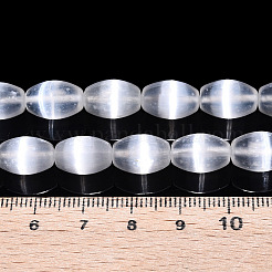 染色された天然セレナイトビーズ連売り  ライス  ホワイトスモーク  12x8mm  穴：0.7mm  約32個/連  15.39''（39.1センチメートル）&nbsp;G-T138-233A