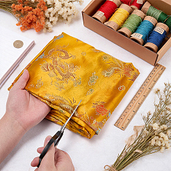 ポリエステル生地  服装アクセサリー  龍と鳳凰の模様  ダークチソウ  2000x925x0.2mm&nbsp;DIY-WH0579-89B