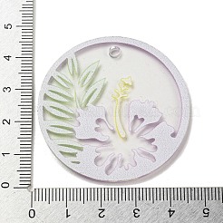 オペークアクリルパーツ  花付きフラットラウンド  蘭  45x3mm  穴：3.5mm&nbsp;BACR-C001-01D