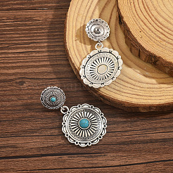亜鉛合金とアクリル製のスタッドピアス  花  アンティークシルバー  50x30mm&nbsp;WG70D1A-02