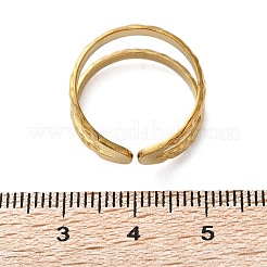 イオンプレーティング(IP) 304 ステンレススチール ダブルライン オープンカフリング 女性用  ニッケルフリー  18KGP本金メッキ  usサイズ8（18.1mm）&nbsp;X-RJEW-S405-200G