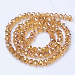 電気メッキガラスビーズセット  ABカラーメッキ  多面カット  ロンデル  ペルー  6x5mm  穴：1mm  約80~85個/連  38~40cm&nbsp;EGLA-A034-T6mm-B05
