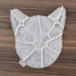 半ソリッド DIY シリコン型  レジン型  UVレジン用  エポキシ樹脂工芸品作り  ホワイト  猫の形  175x165x20mm&nbsp;LS-SIMO-G001-01C