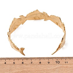女性用マリン304ステンレススチールカフバングル  ゴールドカラー  魚  内径：2-1/2インチ（6.4cm）&nbsp;LS-BJEW-Z147-01G-01