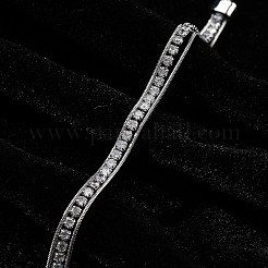 女性用ステンレススチールマルチ連ブレスレット  キュービックジルコニア付き  ステンレス鋼色  6-3/4インチ（17cm）&nbsp;BJEW-F485-01P-01