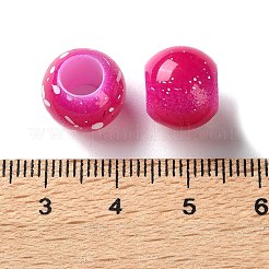 スプレー塗装されたABSプラスチック製のヨーロッパのビーズ  大穴ビーズ  ラウンド  フクシア  12x10mm  穴：6mm  約720個/500g&nbsp;KY-G033-01B-10