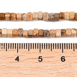 天然石ピクチャージャスパービーズ連売り  多面カット  六角  4x4x2~2.5mm  穴：0.9mm  約156個/連  15.24''（38.7センチメートル）&nbsp;G-G345-C25-2x4mm