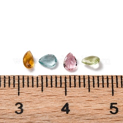 ファセットカットされた天然のマルチカラートルマリンカボション  後ろ向き  涙の形  ミックスカラー  4x3x2mm&nbsp;G-I295-05C-15A