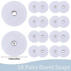 布製布団カバークリップ10組  鉄製キルトスナップ  フラットラウンド  ホワイト  60x10mm&nbsp;FIND-CP0003-40