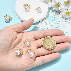 真鍮プラスチックパールペンダント6個、3スタイル  丸い結び目  樹脂ラインストーン付き  ゴールドカラー  12.5~17x10~14.5x7.5~9.5mm  穴：1.4~1.5mm  2個/スタイル&nbsp;KK-CJ0005-53