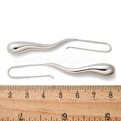 304ステンレススチールダングルイヤリング  ティアドロップ  ステンレス鋼色  66.5x7.5mm&nbsp;EJEW-U048-01P