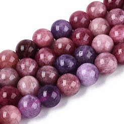天然石クォーツビーズ連売り  染め  スムーズなラウンド  模造トルマリン  暗紫色  8~8.5mm  穴：1~1.2mm  約46~48個/連  14.96~15.35インチ（38~39cm）&nbsp;G-N363-8mm-05