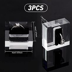 アクリルリングが表示されます  黒いベルベットと  正方形  ブラック  4x4x1.9cm&nbsp;RDIS-FG0001-20