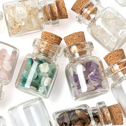 DIYジュエリー作成キット  70gの天然宝石チップビーズを含む  28本の瓶ガラス瓶と鉄ネジアイピンペグベイル  ミックスカラー  ジェムストーンチップビーズ：70g /箱&nbsp;DIY-FS0001-68