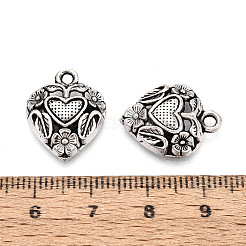 合金のチベット風チャーム  ハートチャーム  アンティークシルバー  18.5x15x4mm  穴：1.8mm  813psc /約1000g&nbsp;TIBEP-T053-11AS