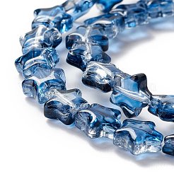 透明なガラスビーズ連  スター  プルシアンブルー  8~8.5x8~8.5x3.5~4mm  穴：1mm  約50個/連  14.25~15.35インチ（36.2~39cm）&nbsp;GLAA-F112-02H